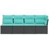Sodo sofa su pagalvėlėmis, 4 sėdimos vietos, juodas, poliratanas