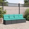 Sodo sofa su pagalvėlėmis, 4 sėdimos vietos, juodas, poliratanas
