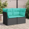 Sodo sofa su pagalvėlėmis, dvivietė, juoda, poliratanas
