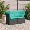 Sodo sofa su pagalvėlėmis, dvivietė, juoda, poliratanas