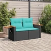 Sodo sofa su pagalvėlėmis, dvivietė, juoda, polirotangas