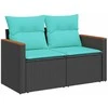 Sodo sofa su pagalvėlėmis, dvivietė, juoda, polirotangas