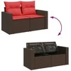 Sodo sofa su pagalvėlėmis, dvivietė, ruda, polirotangas