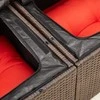 Sodo sofa su pagalvėlėmis, dvivietė, ruda, polirotangas