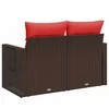 Sodo sofa su pagalvėlėmis, dvivietė, ruda, polirotangas