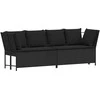 Sodo sofa su pagalvėlėmis, juodos spalvos, poliratanas