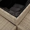 Sodo sofa su stalu/pagalvėlėmis, pilka, poliratanas, L formos