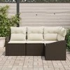 Sodo Sofų Rinkinys su pagalve 4 pcs Ruda ir balta poliratanas
