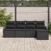 Sofos komplektas su pagalve su saugykla 5 pcs Juoda poliratanas