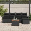 Lauko baldų komplektas Sodo Sofų Rinkinys su pagalve 6 pcs Juoda poliratanas