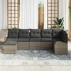 Lauko baldų komplektas Sodo Sofų Rinkinys su pagalve 7 pcs Pilka Poli ratanas