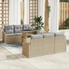 Sodo Sofų Rinkinys su saugykla 7 pcs Smėlio Poli ratanas