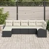 Lauko baldų komplektas Sodo Sofų Rinkinys su pagalve 7 pcs Juoda Poli ratanas
