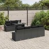 Lauko baldų komplektas Sodo Sofų Rinkinys su pagalve 8 pcs Juoda poliratanas