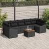 Lauko baldų komplektas Sodo Sofų Rinkinys su pagalve 8 pcs Juoda poliratanas