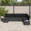 Lauko baldų komplektas Sodo Sofų Rinkinys su pagalve 8 pcs Juoda poliratanas