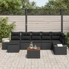 Lauko baldų komplektas Sodo Sofų Rinkinys su pagalve 8 pcs Juoda poliratanas