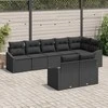 Lauko baldų komplektas Sofos komplektas su pagalve 8 pcs Juoda poliratanas