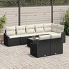 Lauko baldų komplektas Sofos komplektas su pagalve 9 pcs Juoda poliratanas