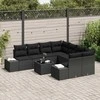 Lauko baldų komplektas Sodo Sofų Rinkinys su pagalve 9 pcs Juoda poliratanas