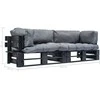Sodo sofos komplektas iš palečių su pagalvėmis, 2 dalių, pušis