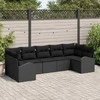 Sodo Sofų Rinkinys su pagalve 7 pcs Juoda Poli ratanas