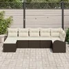 Lauko baldų komplektas Sodo Sofų Rinkinys su pagalve 7 pcs Ruda Poli ratanas