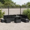 Sodo Sofų Rinkinys su pagalve 9 pcs Juoda poliratanas