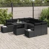 Sodo Sofų Rinkinys su pagalve 9 pcs Juoda poliratanas