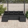 Lauko baldų komplektas Sofos komplektas su pagalve 6 pcs Juoda poliratanas