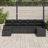 Lauko baldų komplektas Sodo Sofų Rinkinys su pagalve 7 pcs Juoda Poli ratanas