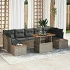 Sofa Sodo valgomojo komplektas su pagalve 8 pcs Pilka ir ruda