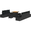Sodo Sofų Rinkinys 10 vnt. Juoda poliratanas