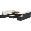 Sodo Sofų Rinkinys Juoda 264 x 62 x 85 cm Poli ratanas