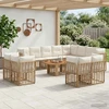 Lauko baldų komplektas Sodo Sofų Rinkinys 13 vnt. Natūralus ir grietinėlės baltas