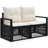 Sodo Sofų Rinkinys 5 vnt. Juoda ir kreminė balta poliratanas