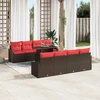 Sodo Sofų Rinkinys 7 vnt. Ruda ir raudona poliratanas