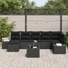 Lauko baldų komplektas Sodo Sofų Rinkinys su pagalve 8 pcs Juoda poliratanas