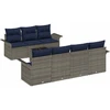 Sodo Sofų Rinkinys 8 vnt. Pilka ir tamsiai mėlyna poliratanas