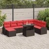 Sodo Sofų Rinkinys 9 pcs Ruda ir raudona poliratanas