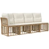Lauko baldų komplektas Sodo Sofų Rinkinys 9 vnt. Natūralus ir grietinėlės baltas