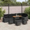 Sodo Sofų Rinkinys su pagalve 10 pcs Juoda Poli ratanas