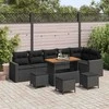 Sodo Sofų Rinkinys su pagalve 12 pcs Juoda poliratanas