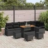 Sodo Sofų Rinkinys su pagalve su saugykla 10 pcs Juoda