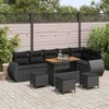 Sodo Sofų Rinkinys su pagalve 10 pcs Juoda Poli ratanas