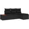 Sodo Sofų Rinkinys su pagalve 4 pcs Juoda Poli ratanas