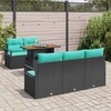 Sodo Sofų Rinkinys su pagalve 6 pcs Juoda ir mėlyna