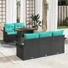 Sodo Sofų Rinkinys su pagalve 6 pcs Juoda ir mėlyna