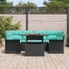 Sodo Sofų Rinkinys su pagalve 7 pcs Juoda ir mėlyna