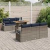 Sodo Sofų Rinkinys su pagalve 7 pcs pilka ir tamsiai mėlyna